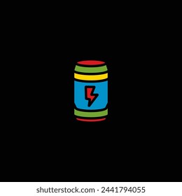Original vector illustration. The icon of an energy drink in an aluminum jar. Hand drawn, not AI