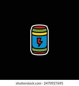 Original vector illustration. The icon of an energy drink in an aluminum jar. Hand drawn, not AI