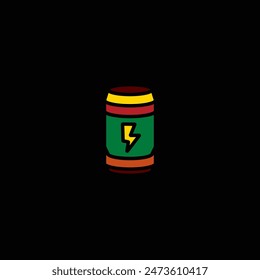 Original vector illustration. The icon of an energy drink in an aluminum jar. Hand drawn, not AI
