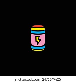 Original vector illustration. The icon of an energy drink in an aluminum jar. Hand drawn, not AI