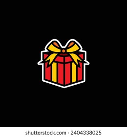 Original vector illustration. The icon of a gift box with a bow. Hand drawn, not AI