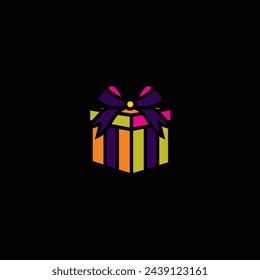 Original vector illustration. The icon of a gift box with a bow. Hand drawn, not AI