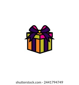 Ilustración vectorial original. El icono de una caja de regalo con un arco. Dibujado a mano, no AI