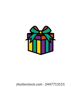 Original vector illustration. The icon of a gift box with a bow. Hand drawn, not AI