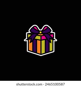 Original vector illustration. The icon of a gift box with a bow. Hand drawn, not AI