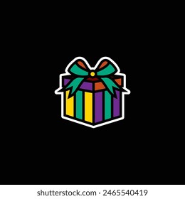 Original vector illustration. The icon of a gift box with a bow. Hand drawn, not AI