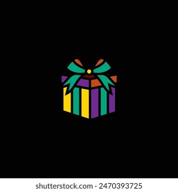 Original vector illustration. The icon of a gift box with a bow. Hand drawn, not AI