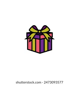 Ilustración vectorial original. El icono de una caja de regalo con un arco. Dibujado a mano, no AI
