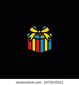 Ilustración vectorial original. El icono de una caja de regalo con un arco. Dibujado a mano, no AI