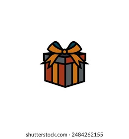 Original vector illustration. The icon of a gift box with a bow. Hand drawn, not AI