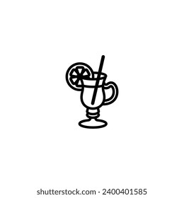 Original vector illustration. The icon of a glass with mulled wine. Hand drawn, not AI