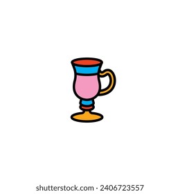Original vector illustration. The icon of a glass on a stem with a handle. Hand drawn, not AI