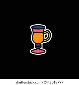 Original vector illustration. The icon of a glass on a stem with a handle. Hand drawn, not AI