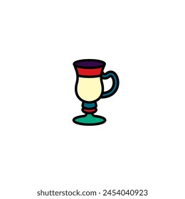 Original vector illustration. The icon of a glass on a stem with a handle. Hand drawn, not AI