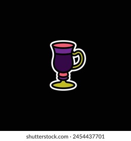 Original vector illustration. The icon of a glass on a stem with a handle. Hand drawn, not AI