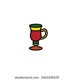 Original vector illustration. The icon of a glass on a stem with a handle. Hand drawn, not AI