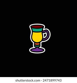 Original vector illustration. The icon of a glass on a stem with a handle. Hand drawn, not AI