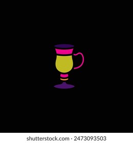 Original vector illustration. The icon of a glass on a stem with a handle. Hand drawn, not AI