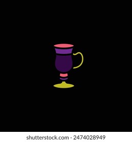 Original vector illustration. The icon of a glass on a stem with a handle. Hand drawn, not AI