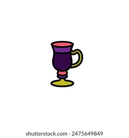 Original vector illustration. The icon of a glass on a stem with a handle. Hand drawn, not AI