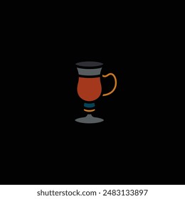 Original vector illustration. The icon of a glass on a stem with a handle. Hand drawn, not AI