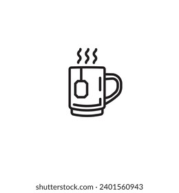 Ilustración vectorial original. El ícono del té caliente en una taza. Dibujado a mano, no IA