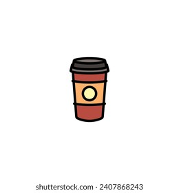 Original vector illustration. The icon of hot coffee in a paper cup. Hand drawn, not AI