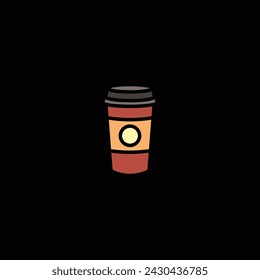 Original vector illustration. The icon of hot coffee in a paper cup. Hand drawn, not AI