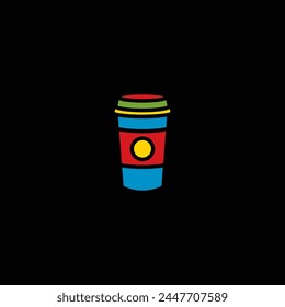 Original vector illustration. The icon of hot coffee in a paper cup. Hand drawn, not AI