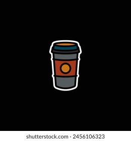 Original vector illustration. The icon of hot coffee in a paper cup. Hand drawn, not AI