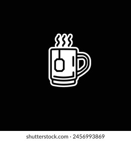 Ilustración vectorial original. El icono del té caliente en una taza. Dibujado a mano, no AI