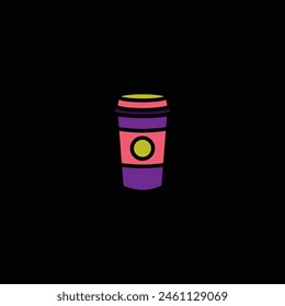 Original vector illustration. The icon of hot coffee in a paper cup. Hand drawn, not AI