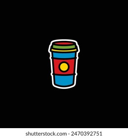 Original vector illustration. The icon of hot coffee in a paper cup. Hand drawn, not AI