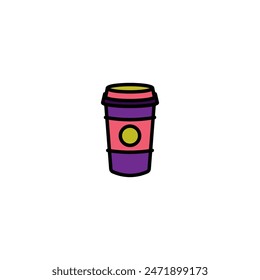 Original vector illustration. The icon of hot coffee in a paper cup. Hand drawn, not AI