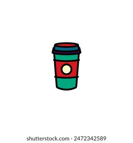 Ursprüngliche Vektorillustration. Das Symbol des heißen Kaffees in einer Papiertasse. Handgezeichnet, keine KI