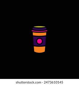 Original vector illustration. The icon of hot coffee in a paper cup. Hand drawn, not AI