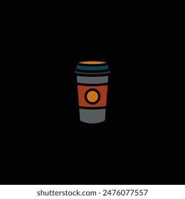 Original vector illustration. The icon of hot coffee in a paper cup. Hand drawn, not AI