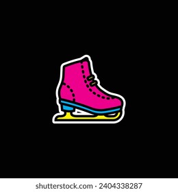 Original vector illustration. The icon of ice skates, or figure skating. Hand drawn, not AI