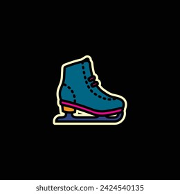 Original vector illustration. The icon of ice skates, or figure skating. Hand drawn, not AI