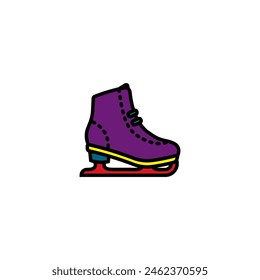 Original vector illustration. The icon of ice skates, or figure skating. Hand drawn, not AI