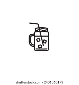 Original vector illustration. Icon of a jar of iced cold coffee. Hand drawn, not AI