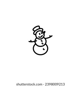 Original vector illustration. The icon of a kind snowman in a top hat. Hand drawn, not AI