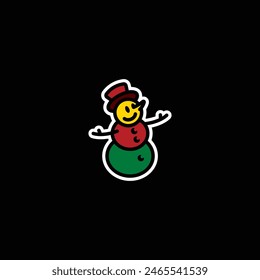 Ilustración vectorial original. El icono de un hombre de nieve amable en un sombrero de copa. Dibujado a mano, no AI