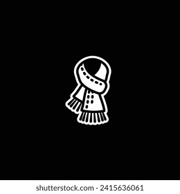 Original vector illustration. The icon of a knitted warm scarf. Hand drawn, not AI