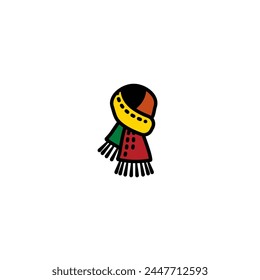Original vector illustration. The icon of a knitted warm scarf. Hand drawn, not AI