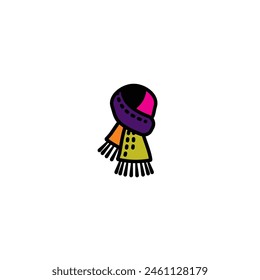 Ilustración vectorial original. El icono de una bufanda caliente de punto. Dibujado a mano, no AI