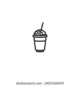 Ilustración vectorial original. El icono de un vaso de batido. Dibujado a mano, no IA
