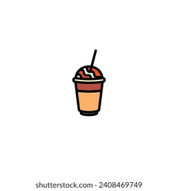Original vector illustration. The icon of a milkshake glass. Hand drawn, not AI