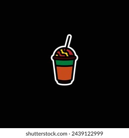 Original vector illustration. The icon of a milkshake glass. Hand drawn, not AI