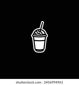 Original vector illustration. The icon of a milkshake glass. Hand drawn, not AI